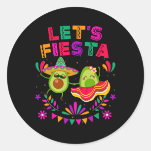 Let's Fiesta Avocado Dancing Cinco De Mayo Mexican Classic Round Sticker