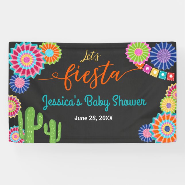Let's Fiesta Baby shower banner Mexican Cactus (Horizontal)