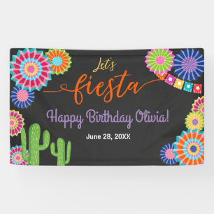 Let's Fiesta Birthday banner Mexican Cactus Floral