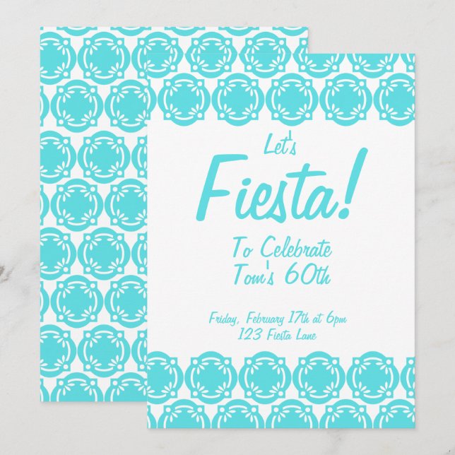 Let's Fiesta! Blue Customisable Invite (Front/Back)