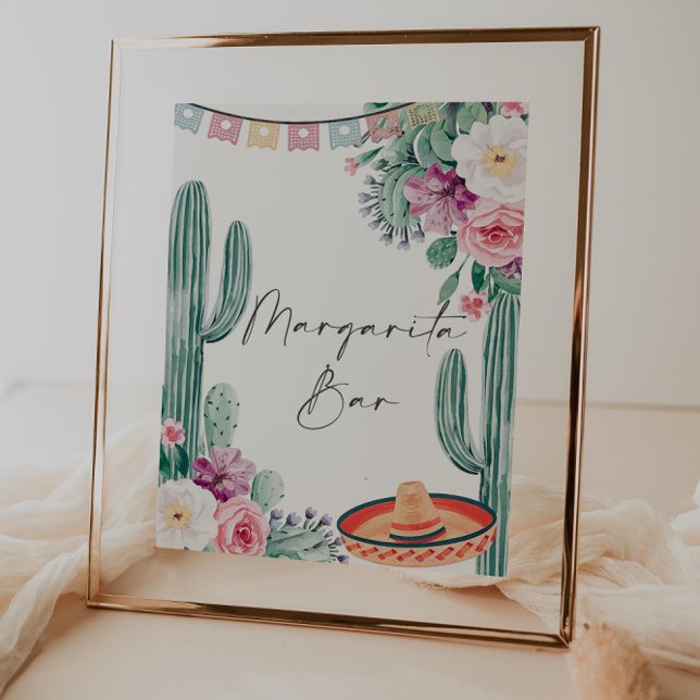 Let's Fiesta Cactus Bridal Shower Margarita Bar  Poster (Creator Uploaded)