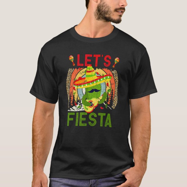 Let's Fiesta Cactus Sombrero Hat Cinco De Mayo T-Shirt (Front)