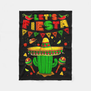 Let's fiesta cinco de mayo cactus & sombreroLe Fleece Blanket