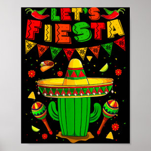 Let's fiesta cinco de mayo cactus & sombreroLe Poster