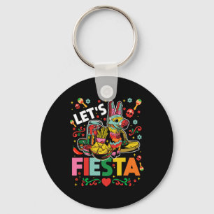 Let's Fiesta Cinco De Mayo Camisa Mexicana Hombre  Key Ring