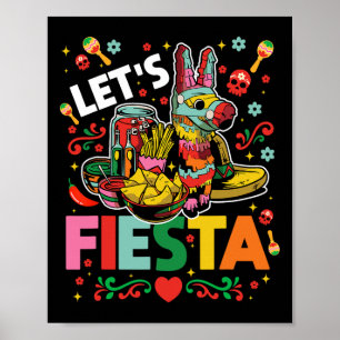 Let's Fiesta Cinco De Mayo Camisa Mexicana Hombre Poster