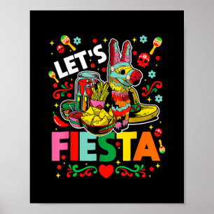 Let's Fiesta Cinco De Mayo Camisa Mexicana Hombre Poster
