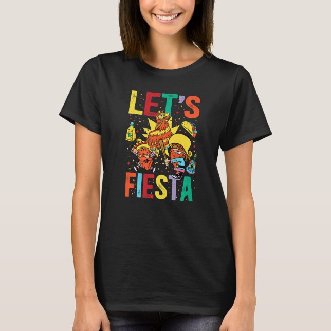Let's Fiesta Cinco De Mayo Camisa Mexicana Hombre  T-Shirt (Front)