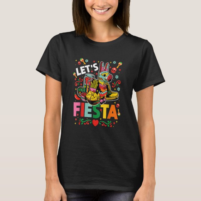 Let's Fiesta Cinco De Mayo Camisa Mexicana Hombre  T-Shirt (Front)