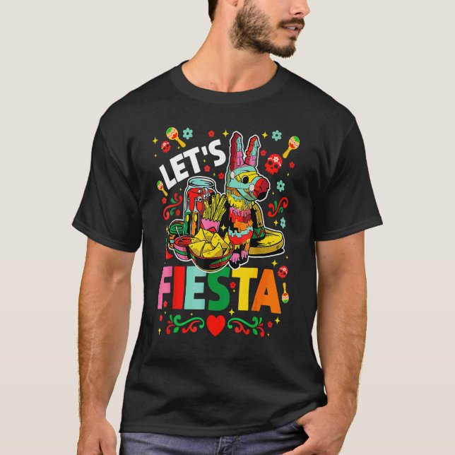Let's Fiesta Cinco De Mayo Camisa Mexicana Hombre  T-Shirt (Front)