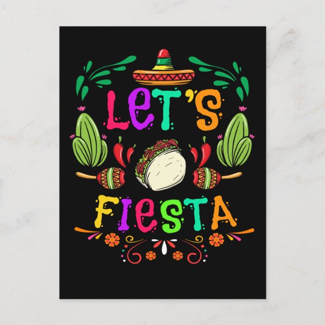 Lets Fiesta Cinco de Mayo Celebration Mexican Taco Postcard (Front)