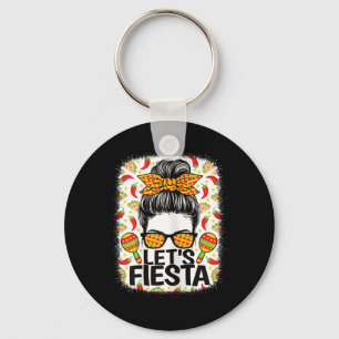 Lets Fiesta Cinco De Mayo Cute Mexican Women Girls Key Ring