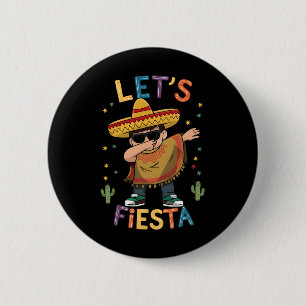 Let's Fiesta Cinco De Mayo Dabbing Mexican Poncho 6 Cm Round Badge