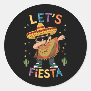 Let's Fiesta Cinco De Mayo Dabbing Mexican Poncho Classic Round Sticker
