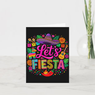 Lets fiesta cinco de mayo funny colourful mexican card