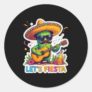 Let's fiesta cinco de mayo funny mexican cactus classic round sticker