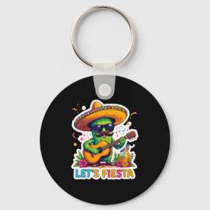 Let's fiesta cinco de mayo funny mexican cactus key ring