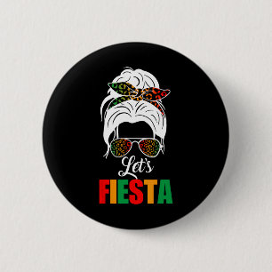 Lets Fiesta Cinco De Mayo Messy Bun Leopard Women 6 Cm Round Badge