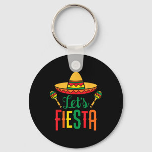 Lets Fiesta Cinco De Mayo Mexican Guitar Sombrero Key Ring