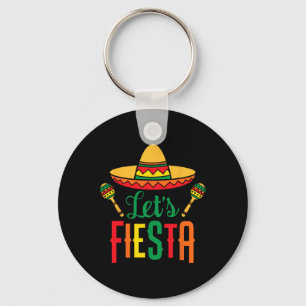 Let's Fiesta Cinco De Mayo Mexican Guitar Sombrero Key Ring