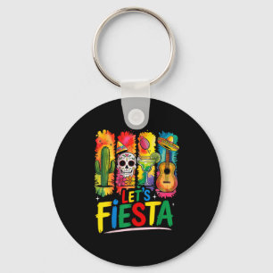 Let's fiesta cinco de mayo mexican margarita skull key ring