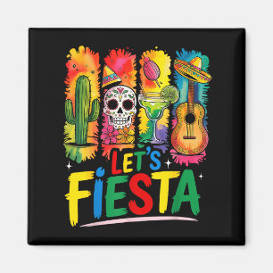Let's fiesta cinco de mayo mexican margarita skull magnet