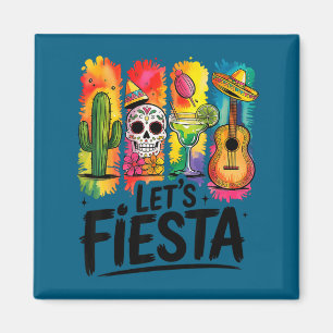 Let's fiesta cinco de mayo mexican margarita skull magnet