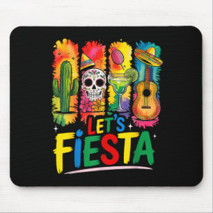 Let's fiesta cinco de mayo mexican margarita skull mouse pad