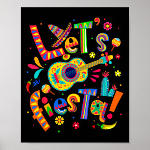 Let's Fiesta Cinco De Mayo Mexican Party Guitar Me Poster