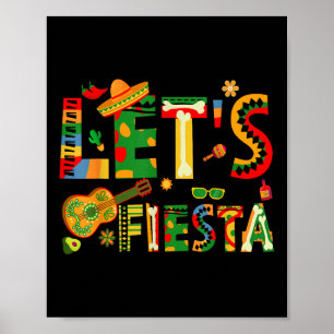 Lets Fiesta Cinco De Mayo Mexican Party Guitar  Poster