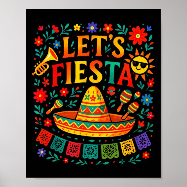 Let's fiesta - cinco de mayo mexican party Let's f Poster (Front)