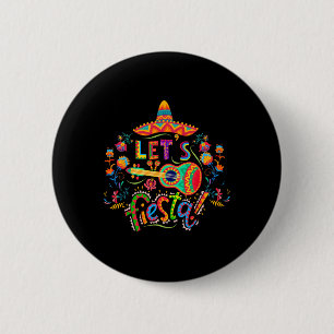 Let's Fiesta Cinco De Mayo Mexican Party Taco Guit 6 Cm Round Badge