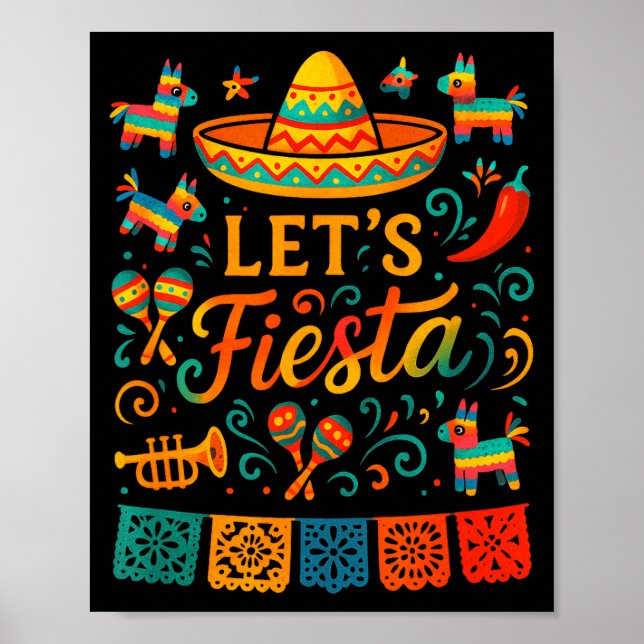 Let's fiesta - cinco de mayo mexican theme Let's f Poster (Front)
