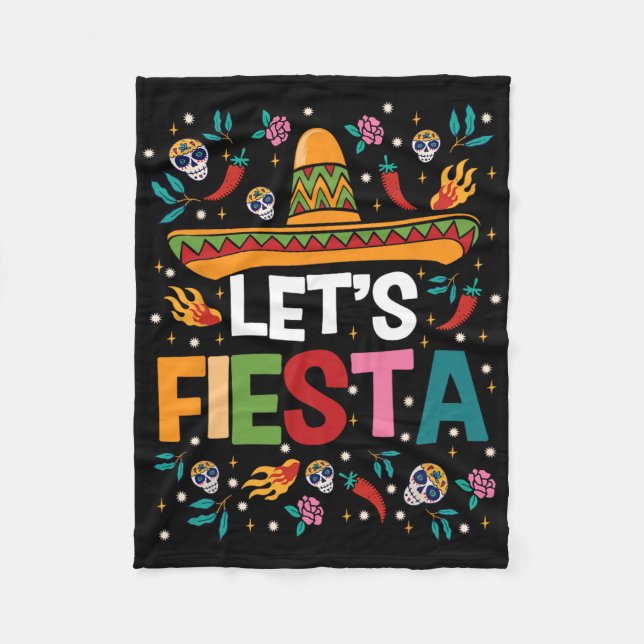 Let's Fiesta Cinco De Mayo Mexican Theme Party Gui Fleece Blanket (Front)