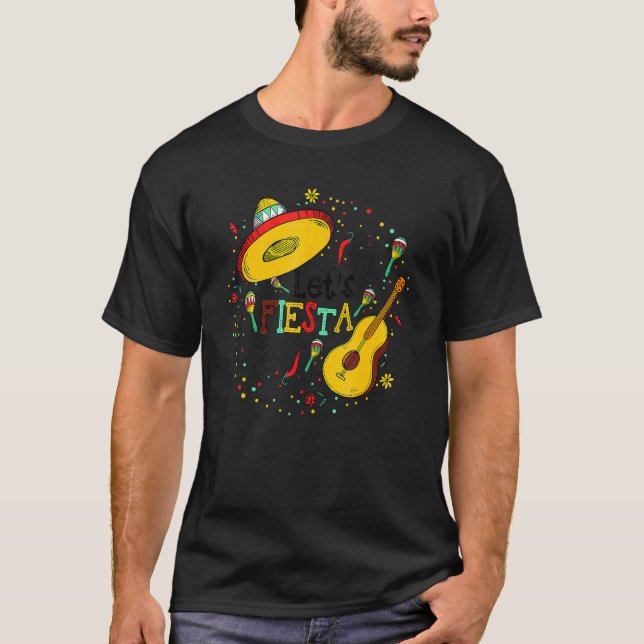 Let's Fiesta Cinco De Mayo Party Mexican Guitar Ca T-Shirt (Front)