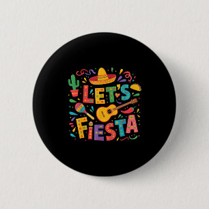 Let's fiesta cinco de mayo sombrero mexican party 6 cm round badge