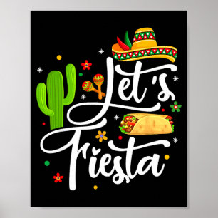 Let's fiesta cinco de mayo sombrero mexican party poster