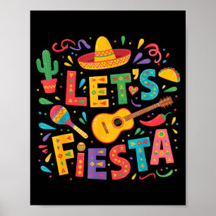 Let's fiesta cinco de mayo sombrero mexican partyL Poster