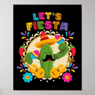 Lets Fiesta Cinco De Mayo With Guitar Cactus Sombr Poster