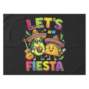 Let's Fiesta Cute Avocado Taco Cinco De Mayo Tablecloth