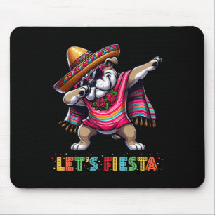 Let's Fiesta Dabbing Bulldog Sombrero Poncho Cinco Mouse Pad