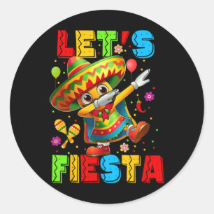 Lets Fiesta Dabbing Nacho Cinco De Mayo Mexican Pa Classic Round Sticker