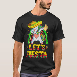 Lets Fiesta Dabbing Unicorn Girl Rainbow Cinco De T-Shirt