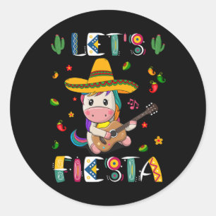 Lets Fiesta Dancing Mexican Unicorn Cinco De Mayo Classic Round Sticker
