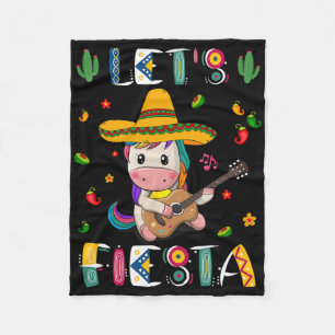 Lets Fiesta Dancing Mexican Unicorn Cinco De Mayo Fleece Blanket
