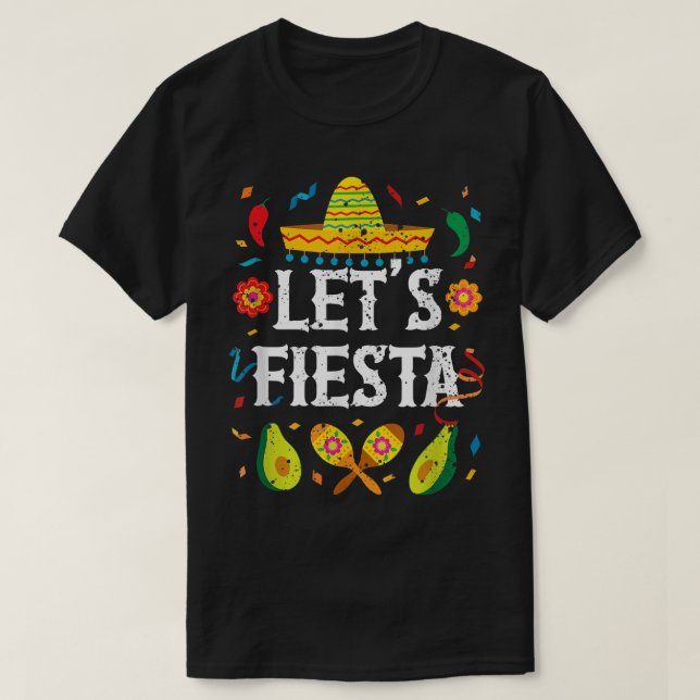Lets Fiesta Decoration Avocado Sombrero Cool Meica T-Shirt (Design Front)