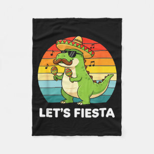 Let's fiesta dino cinco de mayo sombrero maracasLe Fleece Blanket