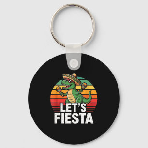 Let's fiesta dino trex cinco de mayo women men boy key ring