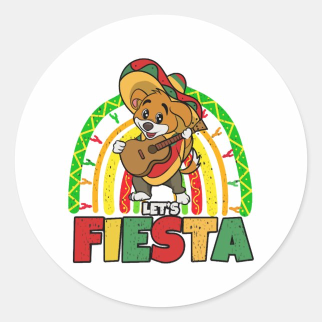 Lets Fiesta Dog Classic Round Sticker (Front)