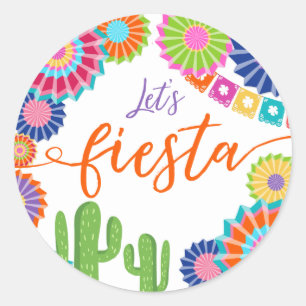 Let's fiesta favour tag Sticker Mexican Cactus